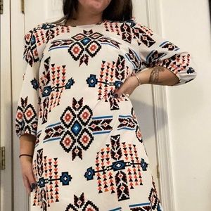 Aztec Pattern Shift Dress